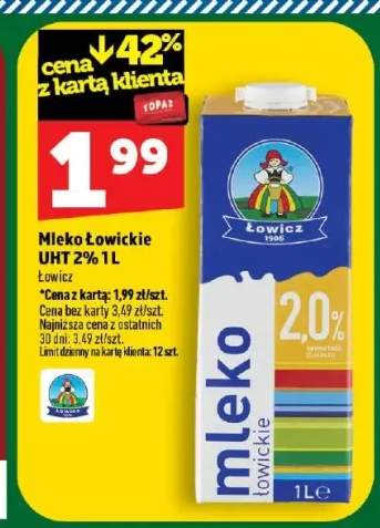 Mleko Łowickie UHT 2%