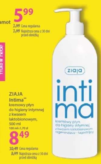 Kremowy płyn do higieny intymnej Ziaja Intima