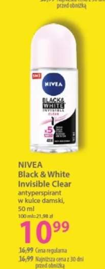 Antyperspirant w kulce damski Nivea Black & White Invisible Clear