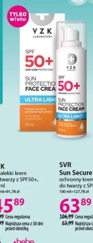 Ultralekki krem do twarzy VZK SPF50+