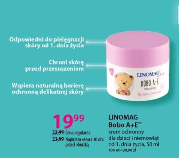 Krem ochronny Linomag Bobo A+E dla dzieci i niemowląt od 1. dnia życia