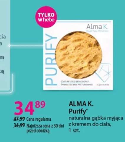 Naturalna gąbka myjąca z kremem do ciała Alma K. Purify