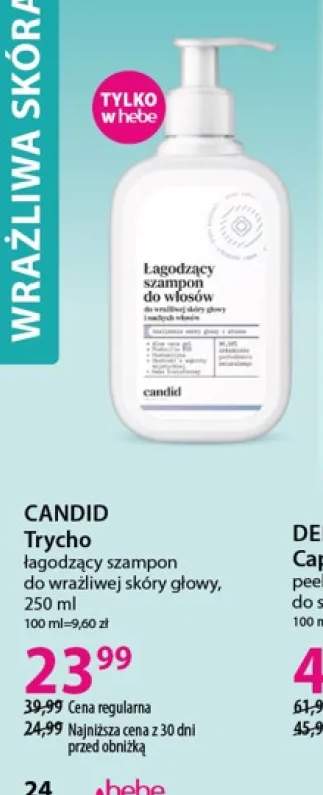 Szampon łagodzący do wrażliwej skóry głowy Candid Trycho