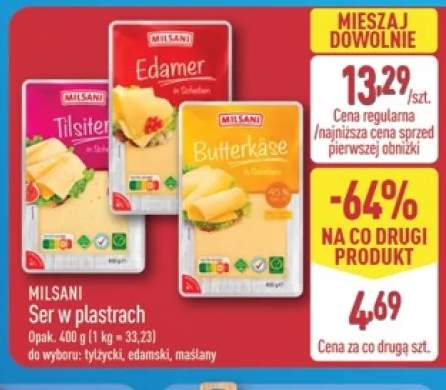 Ser w plastrach edamski Milsani +2 warianty