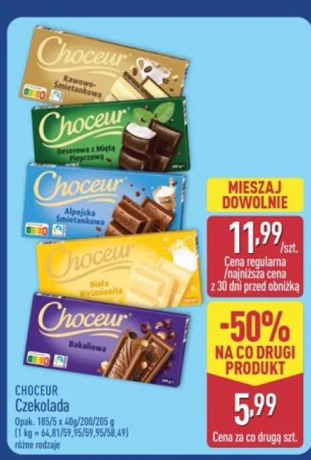 Czekolada Kawowo-Śmietankowa Choceur +4 warianty