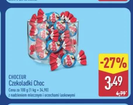 Czekoladki Choc z nadzieniem mlecznym i orzechami laskowymi Choceur