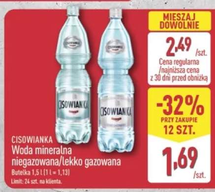 Woda mineralna Cisowianka niegazowana +1 wariant