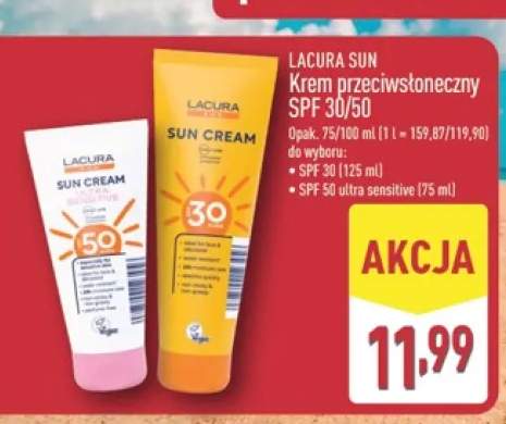 Krem przeciwsłoneczny SPF 30 Lacura Sun +1 wariant