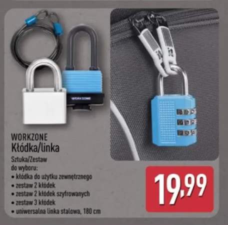 Kłódka do użytku zewnętrznego Workzone +4 warianty