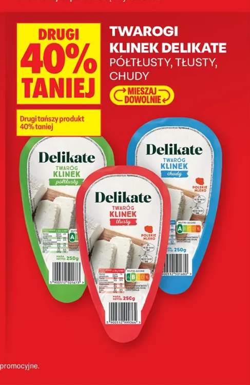 Twaróg klinek półtłusty Delikate +2 warianty