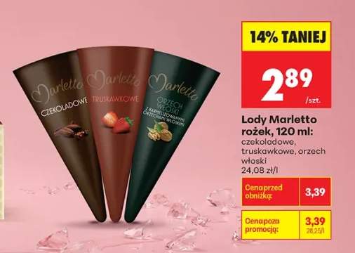 Lody rożek Marletto czekoladowe +2 warianty