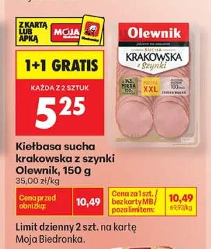 Kiełbasa sucha krakowska z szynki Olewnik