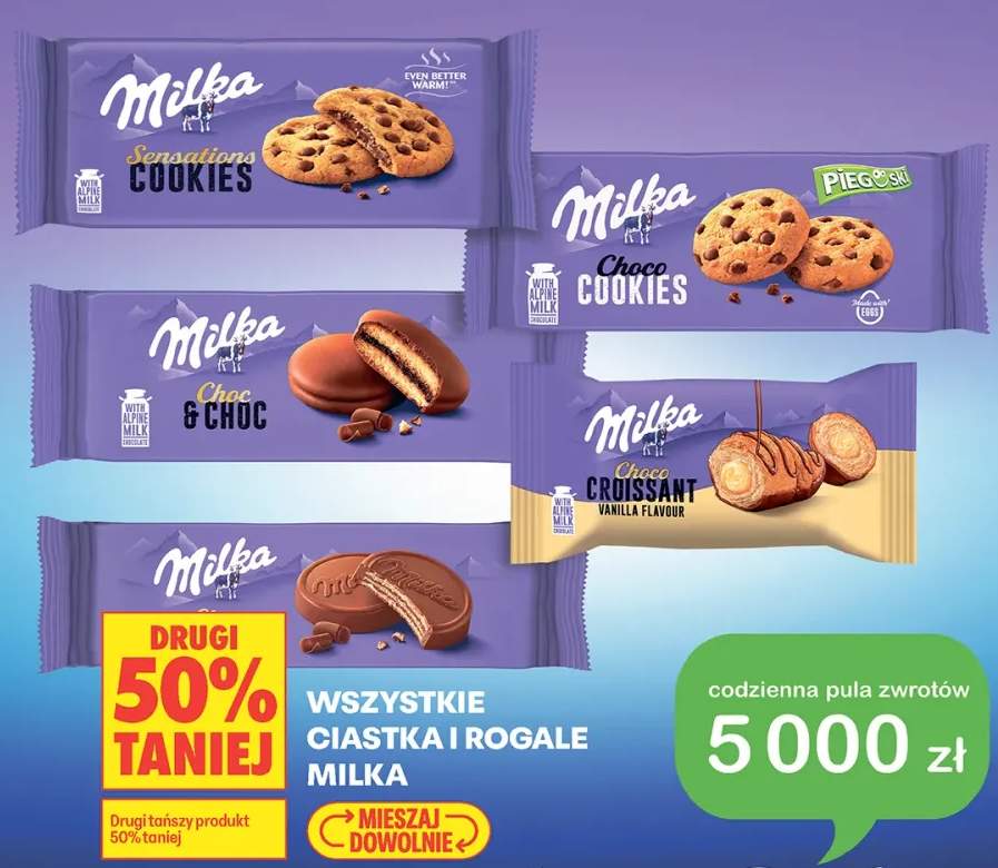 Ciastka i rogale Milka +5 wariantów