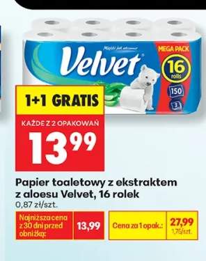 Papier toaletowy z ekstraktem z aloesu Velvet