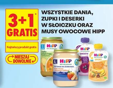 Dania, zupki i deserki w słoiczku oraz musy owocowe Hipp +4 warianty