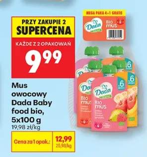 Mus owocowy Dada Baby Food Bio Jabłko Banan Malina Jagoda +1 wariant