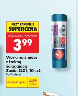 Worki na śmieci z taśmą ściągającą Zosia 120 l