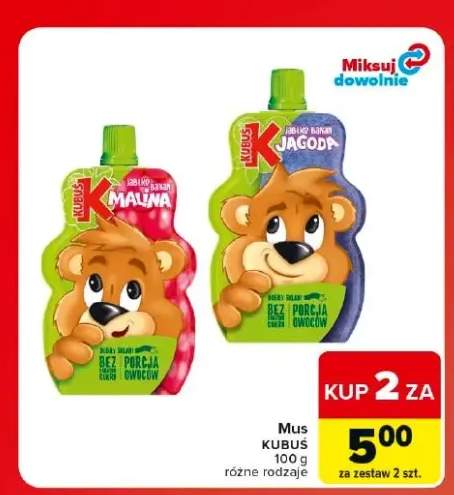 Mus jabłko banan jagoda Kubuś +1 wariant
