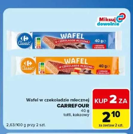 Wafel w czekoladzie mlecznej Carrefour Classic toffi +1 wariant