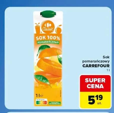 Sok pomarańczowy 100% Carrefour Classic