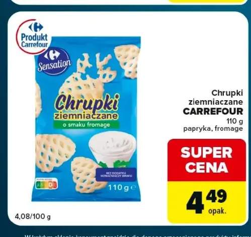 Chrupki ziemniaczane o smaku fromage Carrefour Sensation +1 wariant
