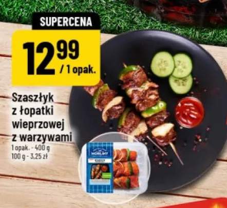 Szaszłyk z łopatki wieprzowej z warzywami Grill