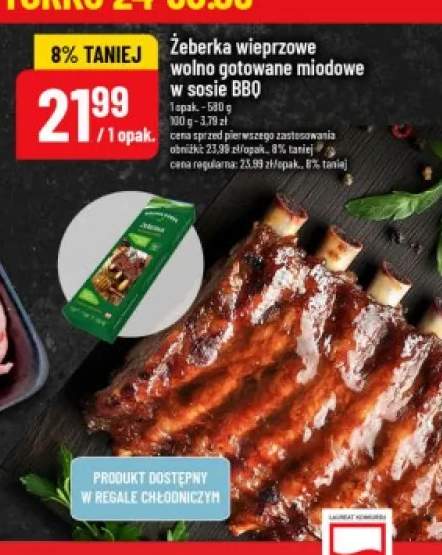 Żeberka wieprzowe wolno gotowane miodowe w sosie BBQ Dolina Dobra