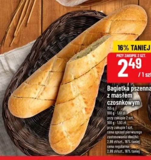 Bagietka pszenna z masłem czosnkowym