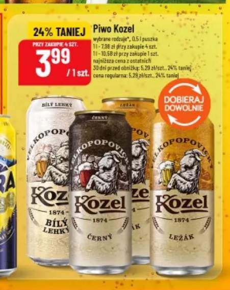 Piwo Kozel Bílý Lehký +2 warianty