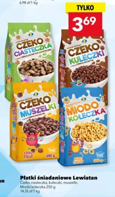 Płatki śniadaniowe Lewiatan Czeko kuleczki +3 warianty