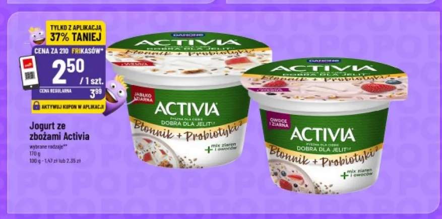 Jogurt ze zbożami Activia jabłko i ziarna +1 wariant