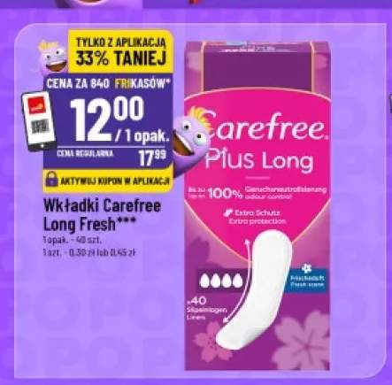 Wkładki higieniczne Carefree Plus Long Fresh