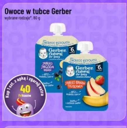 Mus owocowy Gerber Natural for Baby Jabłko Jagoda Banan +1 wariant