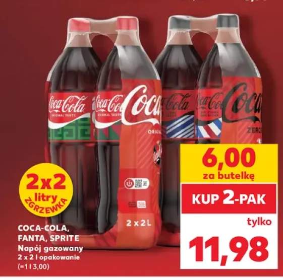Napój gazowany Coca-Cola Original 2-pak 2 l +3 warianty