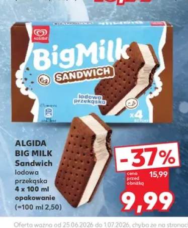 Lody Big Milk Sandwich Algida 4-pak 100 ml