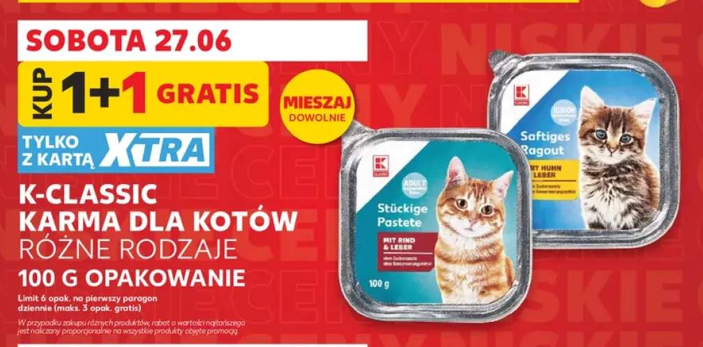 Karma dla kotów K-Classic Stückige Pastete z wołowiną i wątróbką +1 wariant
