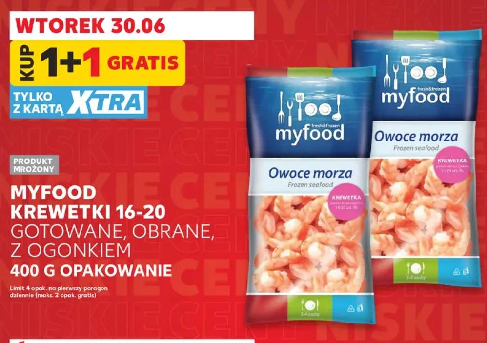 Krewetki 16-20 gotowane obrane z ogonkiem Myfood