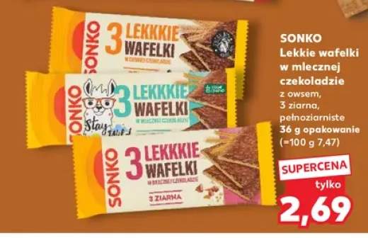 Lekkie wafelki Sonko w mlecznej czekoladzie z owsem +2 warianty