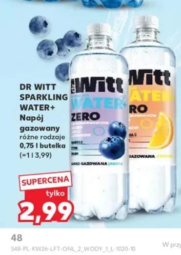 Napój gazowany Dr Witt Sparkling Water+ jagodowy +1 wariant