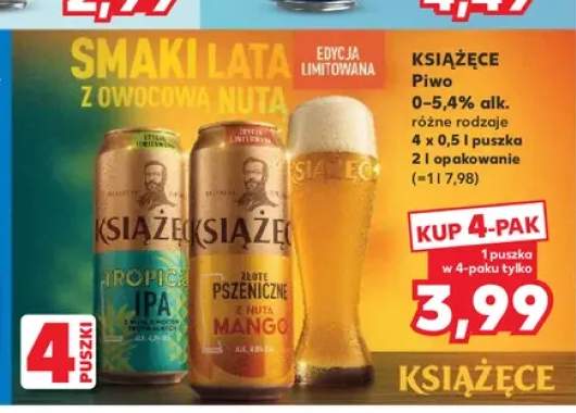 Piwo Książęce Tropical IPA 4-pak 500 ml +1 wariant