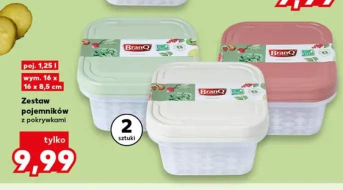 Zestaw pojemników z pokrywkami BranQ 2-pak 1,25 l