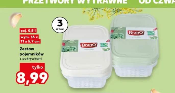 Zestaw pojemników z pokrywkami BranQ 3-pak 0,5 l
