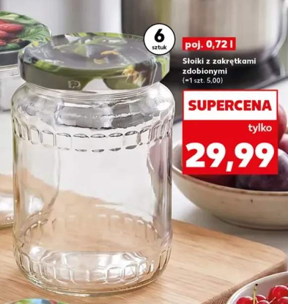 Słoiki z zakrętkami zdobionymi 6-pak