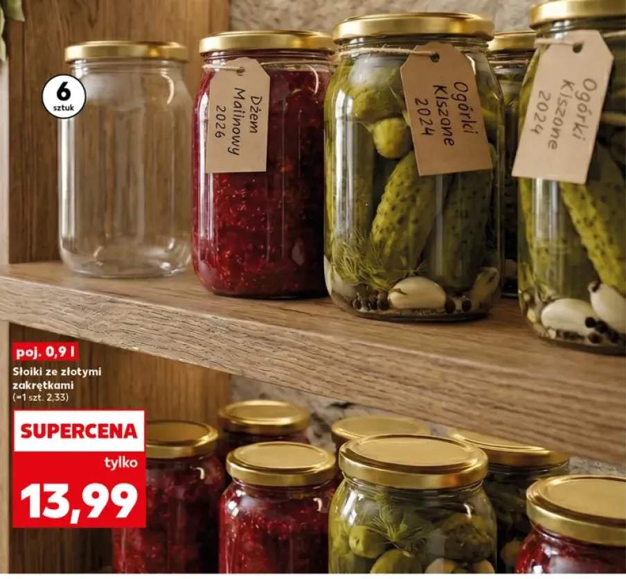 Słoiki ze złotymi zakrętkami 6-pak 0,9 l