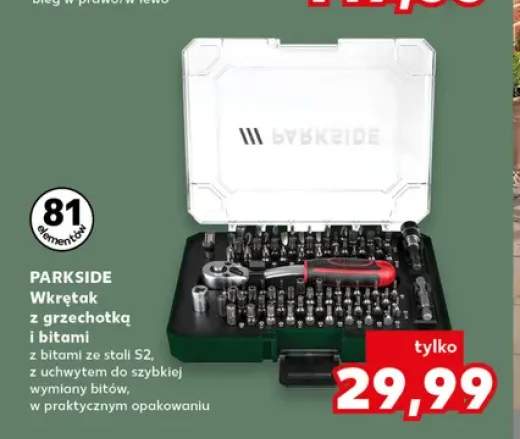 Wkrętak z grzechotką i bitami Parkside