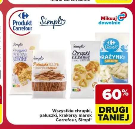 Chrupki paluszki krakersy Carrefour Simpl +4 warianty