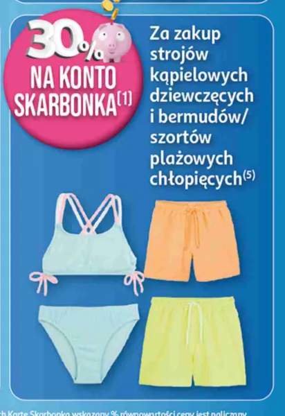 Stroje kąpielowe dziewczęce i szorty plażowe chłopięce