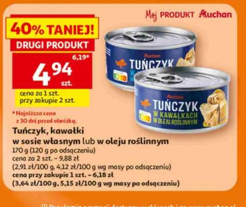 Tuńczyk kawałki Auchan w sosie własnym +1 wariant