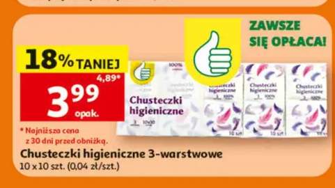 Chusteczki higieniczne 3-warstwowe Auchan