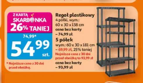 Regał plastikowy 4 półki +1 wariant